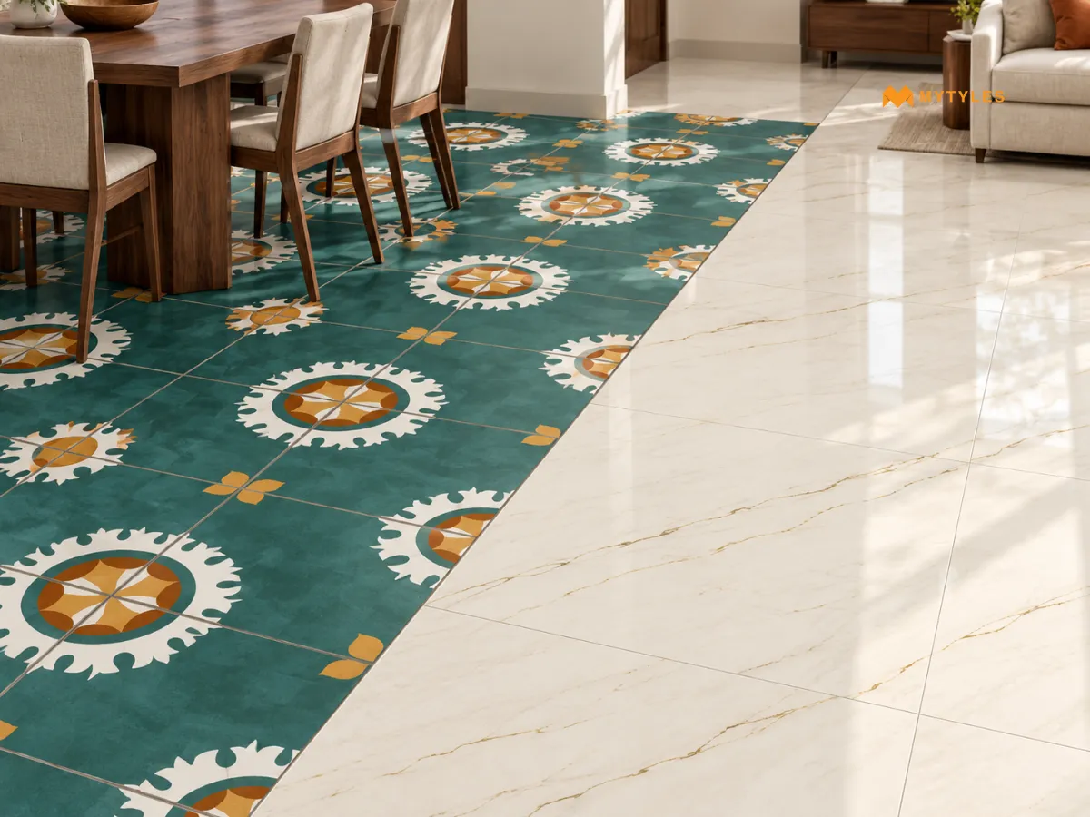 Straight-Line Transition Between Two Tile Designs